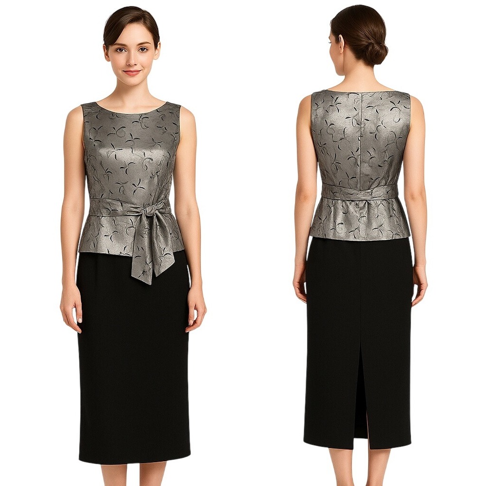 YL By Yair Maxi Dress 6‎ Two Tone Grey Black Sleeveless Glitter Formal Elegant